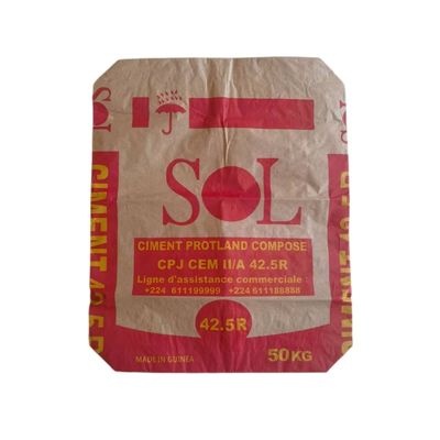 20kg sacos impermeables del papel de Multiwall del cemento de las bolsas de papel de 2 capas con el pegamento