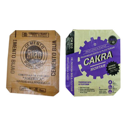 Saco tejido de PP de alta resistencia a la tracción con fondo de bloque y válvula para envasado de cemento de 50 kg