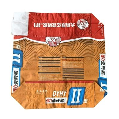 Sacos de cemento de papel de 2 capas de 80GSM con impresión superficial personalizada, 1 capa de película multicapa de papel a prueba de humedad para adhesivo de baldosas de 20KG de larga duración