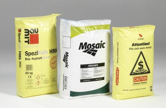 Bolsa de válvula tubular laminada de polipropileno tejido para 50 kg de fondo cuadrado Bolsa de cemento Superficie de impresión 100% polipropileno virgen