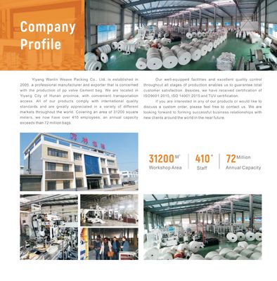 Bolsa de válvulas de cemento de PP 50KG a prueba de humedad Certificado ISO