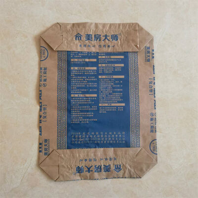 Bolsa de válvula de papel de 2 capas 90GSM con fondo de bloque para 20kg 25kg 30kg 40kg Mortero