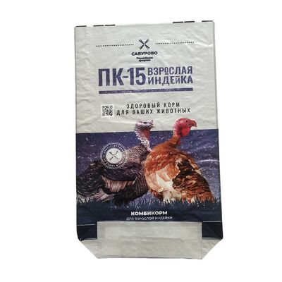 Bolsa de alimentación para animales BOPP Impresión aberta superior cosida inferior impermeable Bolsa de tejido de PP para alimentación de ganado