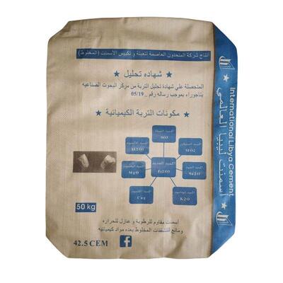 Bolsa de cemento de PP de 50 kg Resistente a la humedad Cuadrada de la válvula inferior Bolsa de cemento de PP 75GSM a 90GSM Bolsa de válvula tejida