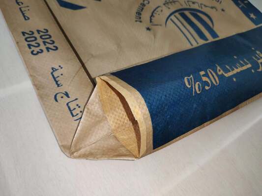 Bolsa de cemento de PP de 50 kg Resistente a la humedad Cuadrada de la válvula inferior Bolsa de cemento de PP 75GSM a 90GSM Bolsa de válvula tejida