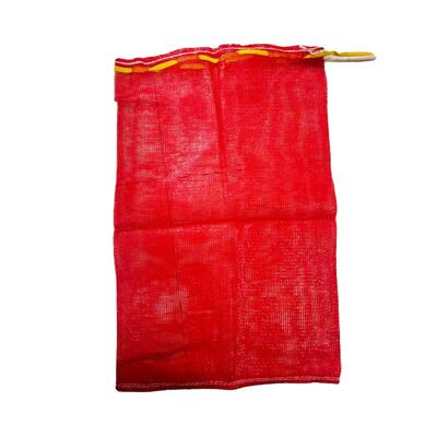 Embalaje de papas Bolsa de malla de lino de tejido de PP rojo Bolsa de malla de lino de tejido con cuerda de tira para el embalaje de papas