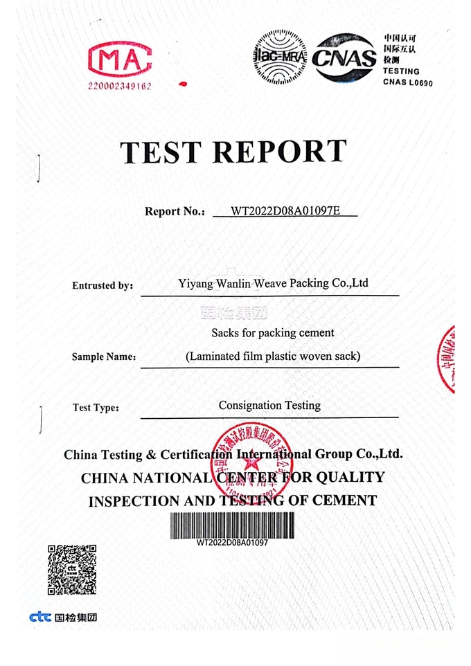 Yiyang Wanlin Weave Packing Co., Ltd. Control de Calidad